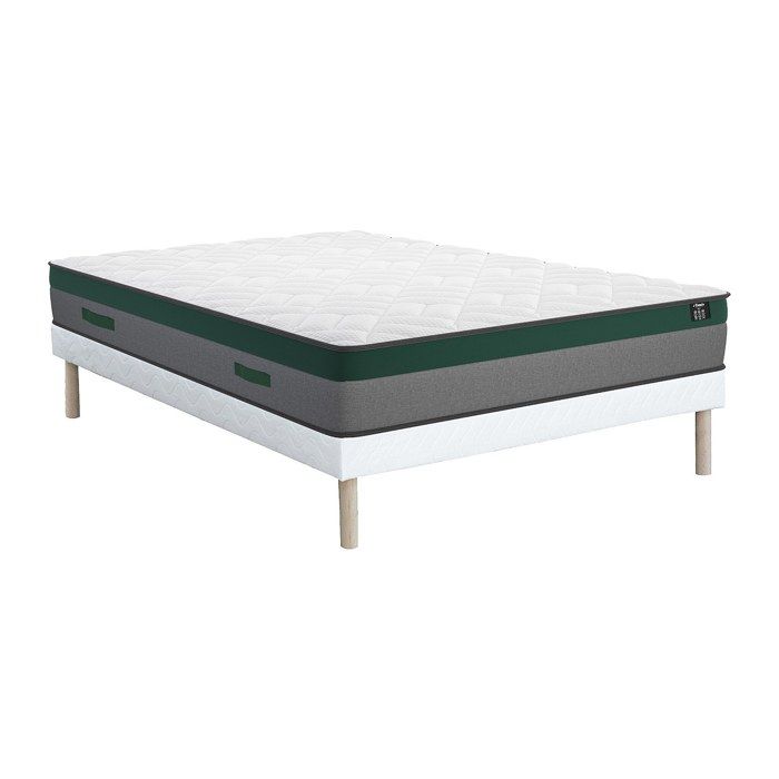 Ensemble 140 x 190 cm sommier + matelas ressorts ensachés ép.22cm - PRESTIGE de YSMÉE