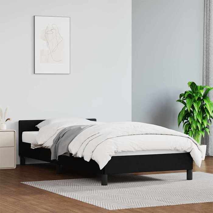 vidaXL Cadre de lit avec tête de lit sans matelas noir 90x200 cm 347477