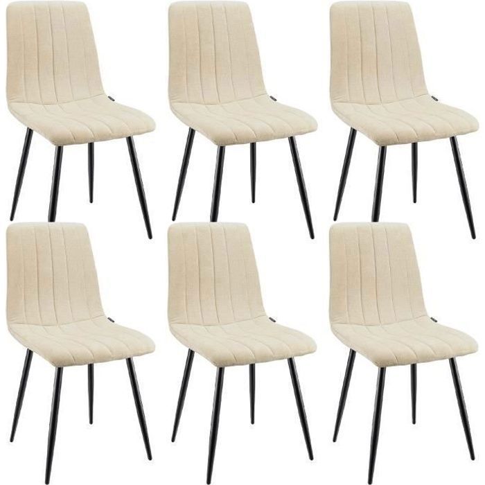 WAFTING Lot de 6 chaises de Salle à Manger rembourrées avec Dossier Haut et Design en LinBeige