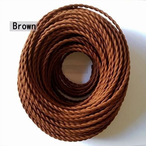 Brown--1m -Fil électrique en cuivre torsadé Vintage,0.75mm x 2 brins ...