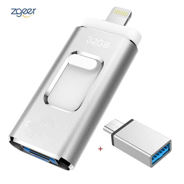 Cl/é USB 2.0 32GB Nouveaut/é Micro Stockage Externe 3 en 1 Compatible iOS//Android pour Apple Iphone7 Samsung PC OTG Flash Drive M/émoire 3 en 1