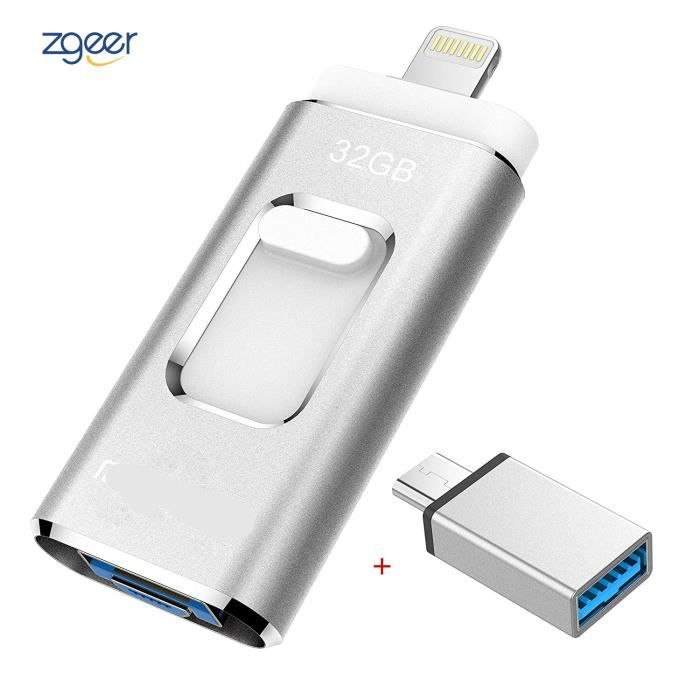 Clé USB 3 en 1 pour iPhone Android PC Stockage Externe USB 3.0 Haute  Vitesse Mémoire Mental 32 Go 1 - Clé USB - Achat & prix