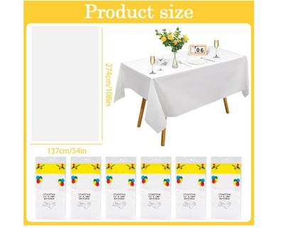 Nappe Papier Rouleau Janety 12 Jetable, 137 X 274 Cm Nappe Imperméable Blanche épaissie, Polyester Lavables Rectangulaires, Pour Les Mariages, Les Fêtes, Les Anniversaires D'enfants Nappe Blanche