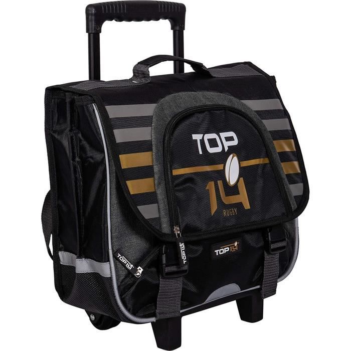 KID ABORD Cartable a roulettes 41 cm Noir Top 14 Rugby TOP12426 Cdiscount Bagagerie Maroquinerie