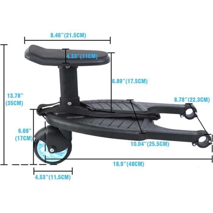 Westars Planche À Poussette, Planche Poussette Planches À roulettes pour  Bébé, Pédale Poussette Universelle Marche Pied Poussette avec Siège,  Planche