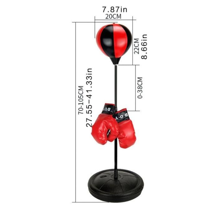 Punching ball sur pied pour enfant hauteur réglable base de lestage paire  gants inclus rouge noir Excellent ABI - Cdiscount Sport