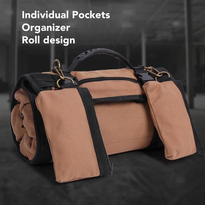 Shipenophy sac organisateur d'outils Petit sac à outils 7 poches  individuelles, sac à outils enroulable sport materiel