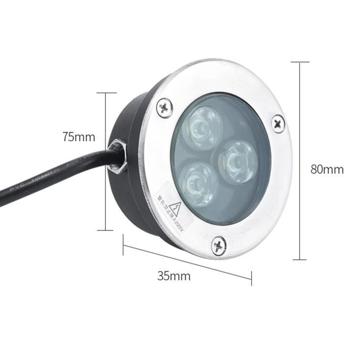Spot LED Piscine Encastrable Ultra Mince 3W IP68 - Éclairage Extérieur Étanche Acier Inox Pour Terrasse, Jardin Et Bassin