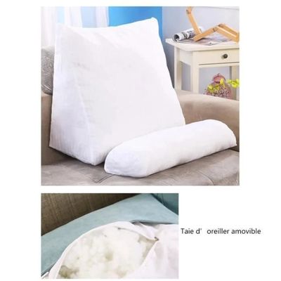 Coussin De Lecture Pour Lit, Coussin De Lecture Triangulaire Support Lombaire Gros, Coussin Dossier Lit Et De Tête Avec Poche Latérale, Housse Amovible Et Lavable (100 * 50 * 20cm, Gris Clair