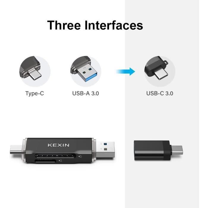Type C 3 en 1 Lecteur de Carte Mémoire USB SD / Micro SD / TF et USB Type C  OTG à USB 2.0 Adaptateur / Micro USB pour PC téléphone - Cdiscount  Informatique