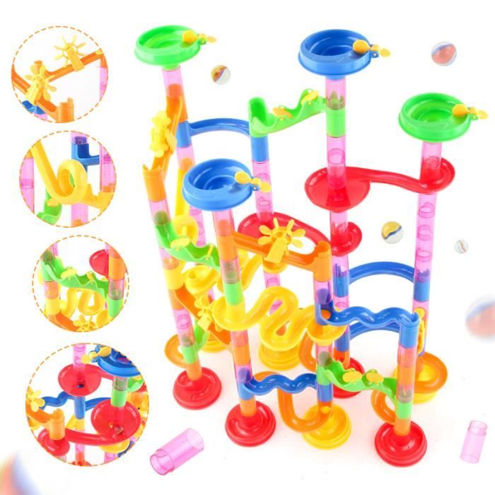 Piste De Billes 3-en-1 Blocs STEM – 88 Pièces Grands Blocs Avec Moulin à Vent Et Panier De Basket – Jouet Éducatif Pour Enfants Dès 3 Ans