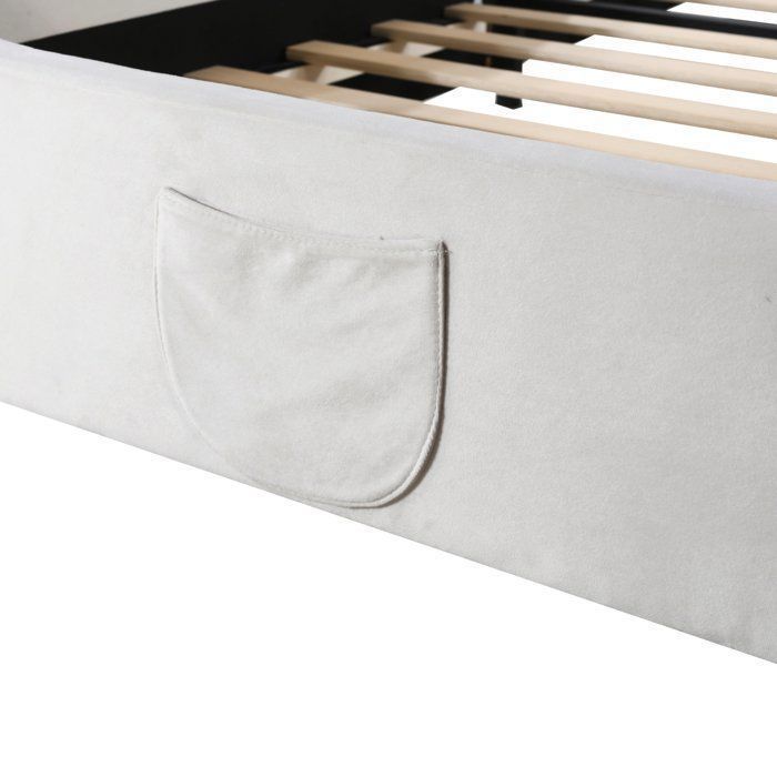 Lit Rembourré Enfant 90x200 Cm Forme Ours – Lit Simple Velours Doux & Câlin (sans Matelas) – Gris