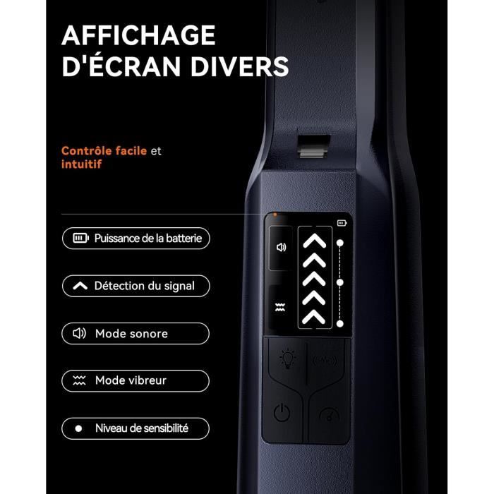 Détecteur Métaux SUNPOW Pinpointer - IP68 Étanche - 3 Modes - Batterie Li-ion 800mAh - Pour Chasse Aux Trésors Pinpointer étanche IP68 Avec Batterie Lithium Rechargeable