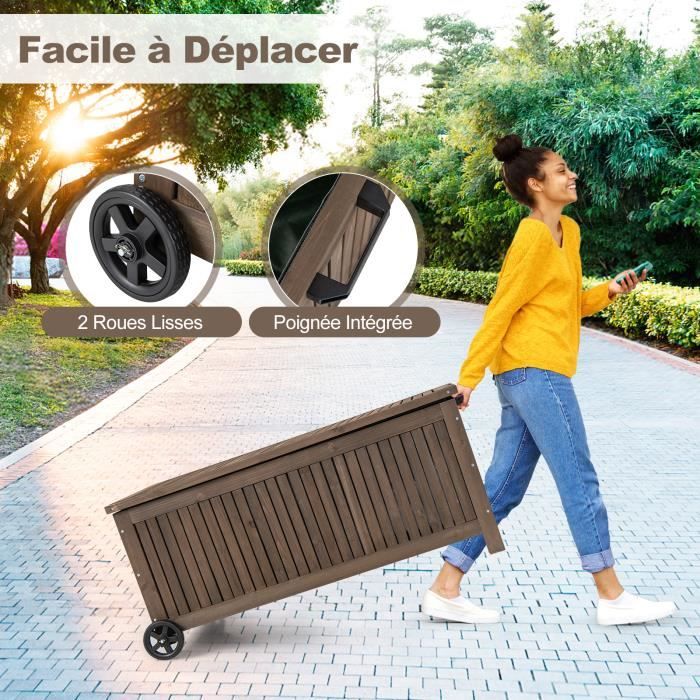 COSTWAY Coffre de Rangement à Roulettes - 213L -114 x 58,5 x 51 CM avec ...