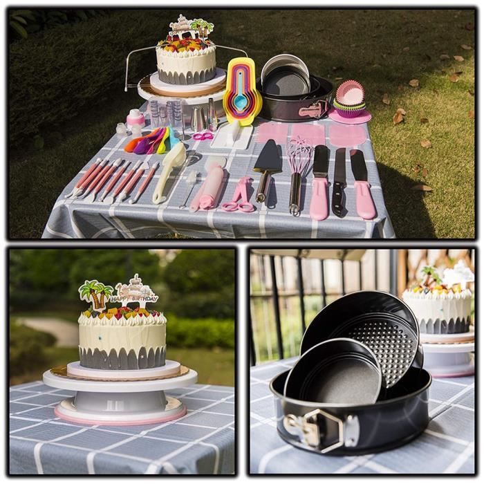Kit de 64 accessoires de décoration de gâteau avec plateau tournant, 24  embouts