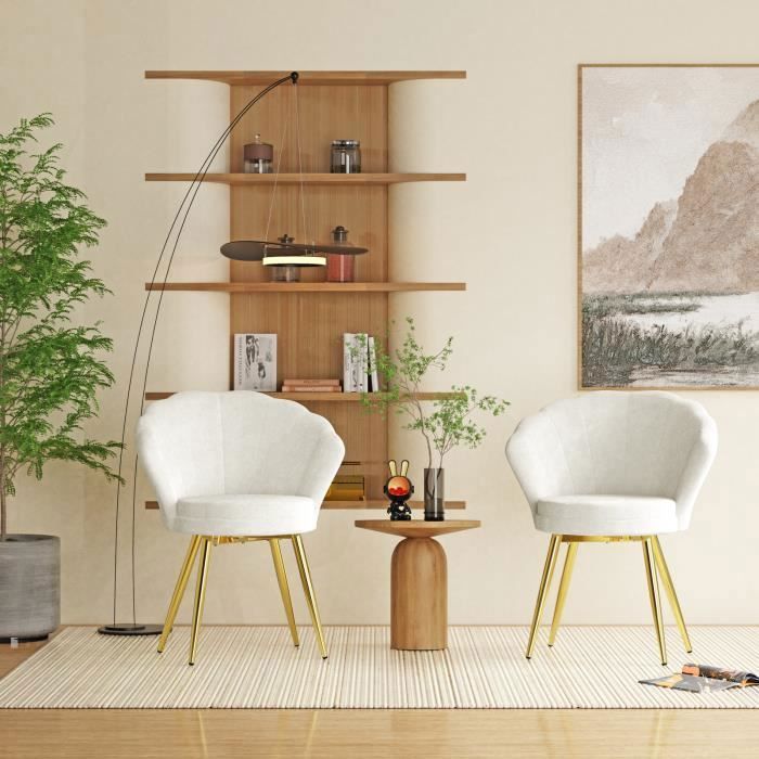 Chaise Coquillage En Velours Avec Pieds Dorés - Pour Coiffeuse Ou Chambre - Design Moderne