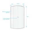 Porte de douche angle Spot 1/4 de cercle 90cm AURLANE - Verre trempé transparent - Profilés métal blanc-3