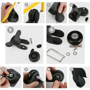 Roue De Rechange Valise 43 Mm X 18 Mm - Kit 2 Roues Silencieuses Double Roulement + Essieux Et Vis, Noir