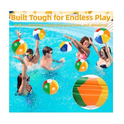 Zikenis 6 Ballons De Plage Gonflables 32 Cm – Couleurs Arc-en-Ciel – PVC Durable – Plage Piscine Jardin