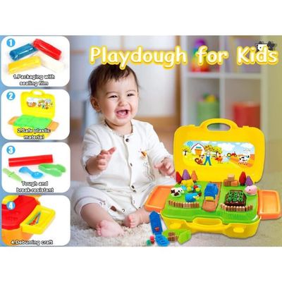 Kit Pâte à Modeler Ferme PLAY - 28 Pièces : 8 Pots D'argile Colorée, Moules Animaux, Outils, Ferme - Pour Enfant 3 Ans Et Plus - Jouet Créatif Et éducatif - 13