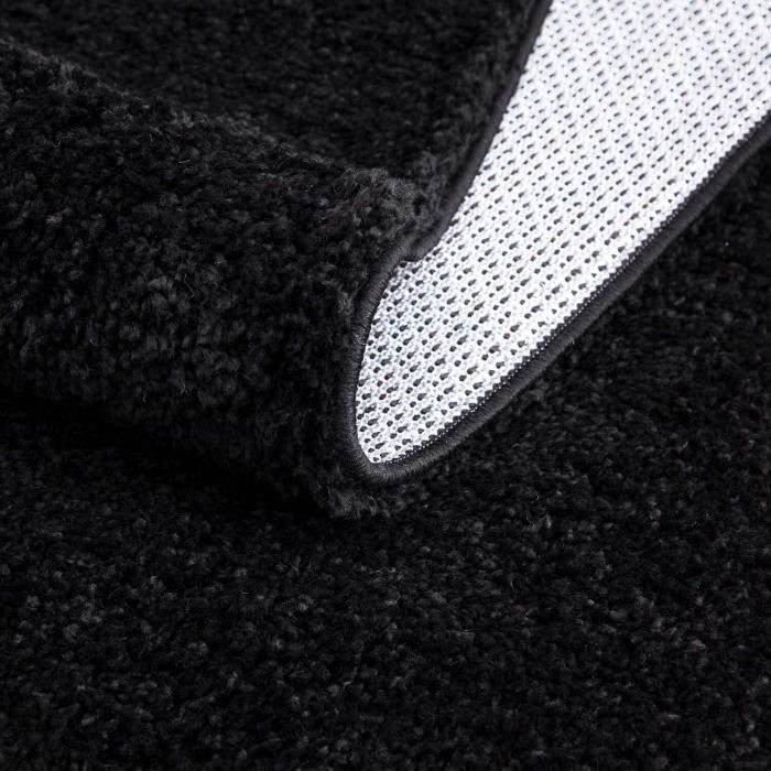 Tapis Shaggy haute poils tapis de salon tissé à la main brillant effect uni  [Noir, 160x230 cm] - Cdiscount Maison