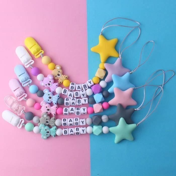 Attache-sucette Personnalisée Avec Prénom - En Silicone - Cadeau Naissance Ou Baptême - Pour Fille Et Garçon