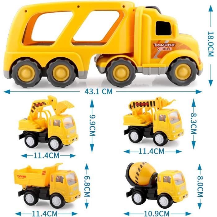 Daioller Jouet camion pour enfant de 2, 3, 4, 5 ans, jouet de friction avec son et lumières, voiture 5 en 1, pour enfants de 1 à 6 ans, cadeau pour garçons et filles Daioller Jouet camion pour enfant de 2, 3, 4, 5 ans, jouet de friction avec son et lumières, voiture 5 en 1, pour enfants de 1 à 6 ans, cadeau pour garçons et filles