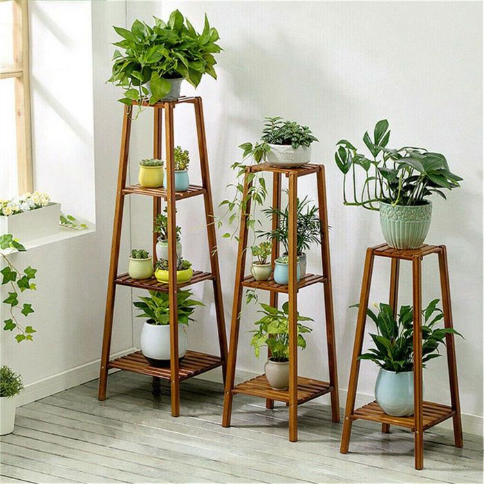 Support à Roulettes Pour Pots De Fleurs En Métal Et Bois - Étagère Plante Intérieur Extérieur Réglable, Capacité 200kg - 7