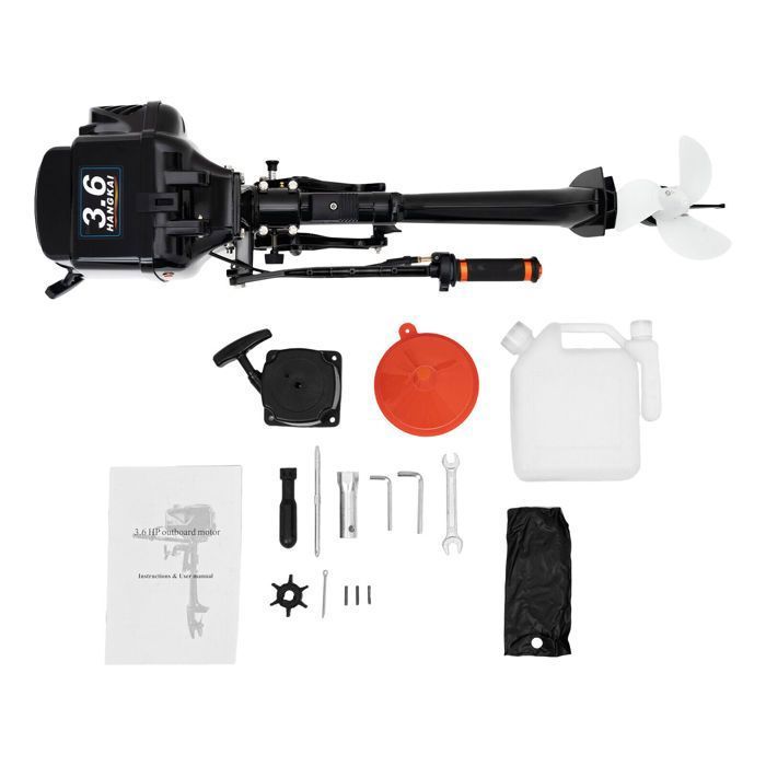 Moteur Hors-Bord Essence 2 Temps 3,6 CV Refroidi à Eau CDI - Pour Bateaux Gonflables, Pêche, Kayaks, Petits Yachts - Puissant Et Léger