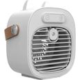 Ventilateur/climatiseur portable. Trois vitesses de ventilation. Rechargeable par USB. Blanc. Batterie 4000 mAh.