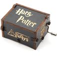Boîte à musique à manivelle en bois mécanique Noir Harry Potter-0
