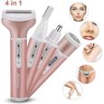 Epilateur Rasoir Electrique Femme Tondeuse 4 en 1 femmes Bikini rasoir nez sourcil tondeuse,Rose-0