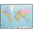Sous-main Grand Format Carte Du Monde - 40 X 90 Cm, Base Antidérapante, Bord Cousu, Style Vintage Bleu - Pour Bureau Et Gaming