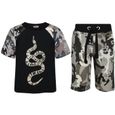 Ensemble T-shirt et short à imprimé Snake camouflage pour garçons 5-13 ans-0