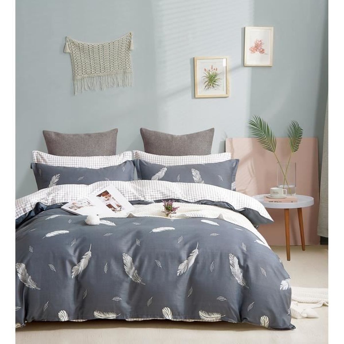 Housse De Couette Percale Coton Parure De Lit Fanny & Céline 3 Pièces - Percale Coton 80 Fils (240x220cm + 2 Taies) Housse Couette Percale