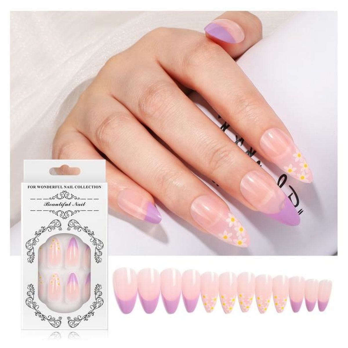 Capsules Ongles Kit Ongle 24 Pieces Kit Manucure Capsule Accessoire Nail Art Fleur Design Cdiscount Au Quotidien