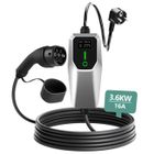 Junsun Chargeur VE Portable avec Prise Schuko 4m Chargeur Véhicule électrique 6/8/10/13/16A 3.5KW Deux Phases pour EV Type 2 Argent