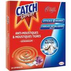 CATCH EXPERT CATCH anti-moustiques et moustiques tigres 10 spirales parfum géranium + 2 socles