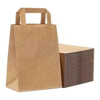 25 x sacs en papier kraft brun avec poignées plates 22x10x28cm - Sac de transport 100% recyclables