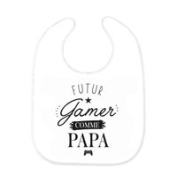 Bavoir bébé imprimé citation naissance humour Futur gamer comme papa ref0331