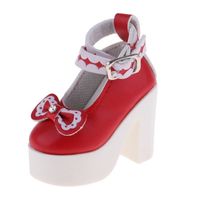 Chaussures à Talons Bowknot Convient pour 1/3 BJD Girl Dolls rouge