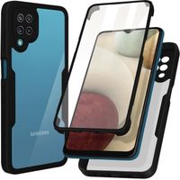 Coque pour Samsung Galaxy A12, Coque Intégrale Antichoc transparente contour noir