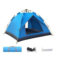 Tente de camping 2 personnes, Tente automatique pliable d'extérieur portable, auvent anti-UV pour Cour, plage, randonnée, bleu