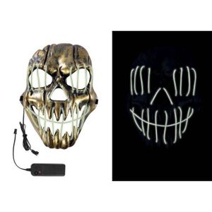 Masque Crâne Squelette LED Bleu - 2 Modes (fixe/clignotant), Léger, Réglable, Pour Halloween/fêtes - 10