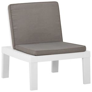 FAUTEUIL JARDIN  BOT Chaise extérieur Moderne Chaise de salon de jardin avec coussin Plastique Blanc®VQSNBV