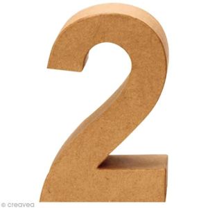 Support à décorer Chiffre en carton 2 qui tient debout - 17,5 x 12 cm Chiffre en carton à peindre ou à décorer : - Numéro : 2 - Hauteur : 17,5 cm -