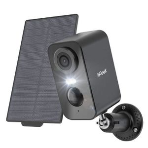 Caméra de sécurité solaire Netvue caméra d'extérieur 2K avec Sportlight,  sirène, détection de mouvement IA, vision nocturne en couleur, audio à 2  voies Wi-Fi 2,4GHz