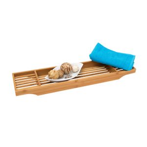 Pont De Baignoire Relaxdays En Bambou - Extensible 70-105cm - Porte-Livre Et Support Tablette Intégrés