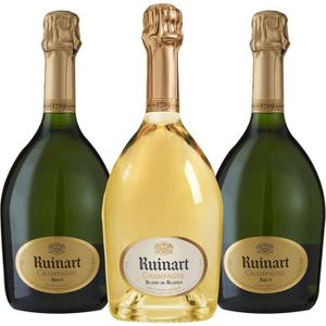 CHAMPAGNE Champagne - Lot de 3 bouteilles Champagne Ruinart - 2 R de Ruinart Brut - 1 Ruinart Blanc de Blancs - 3x75cl
