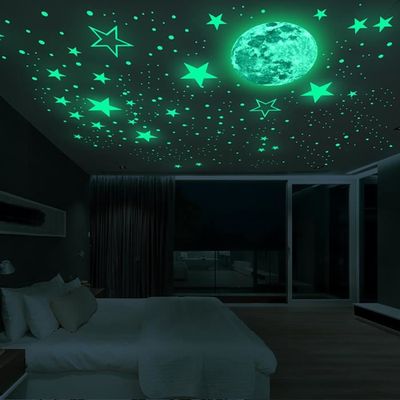 4 feuilles (feu vert) Étoiles phosphorescentes, points lumineux autocollant  fluorescent, stickers fluorescents pour ton ciel étoilé, étoiles  phosphorescentes plafond